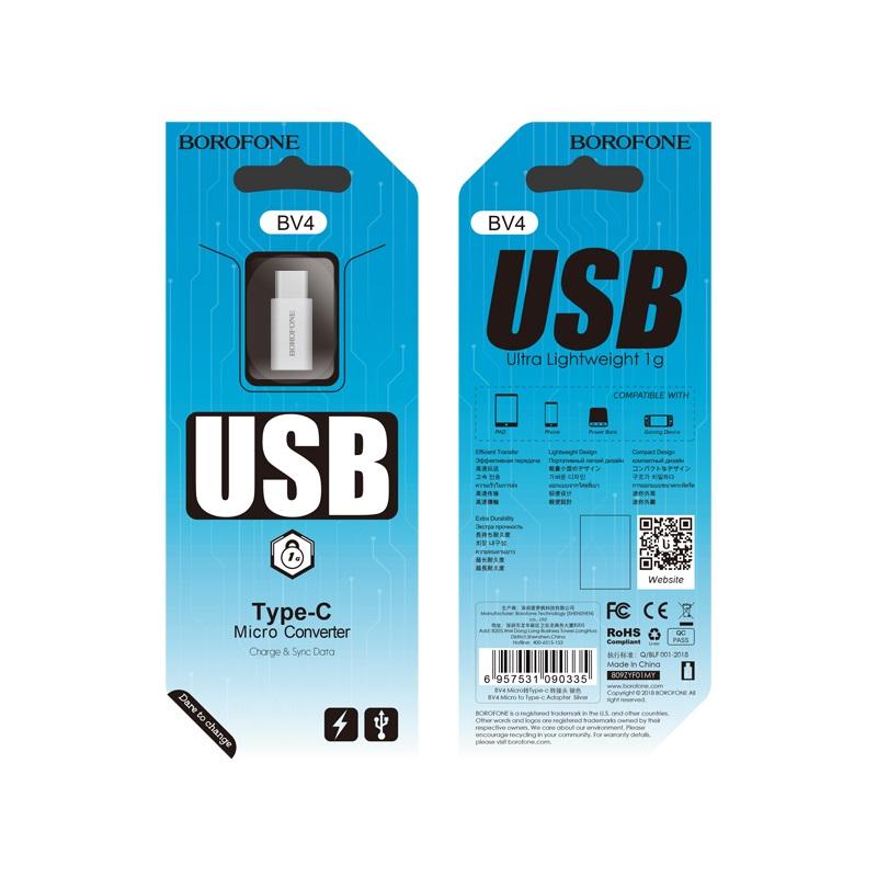Adaptateur Micro-USB vers USB-C BOROFONE BV4