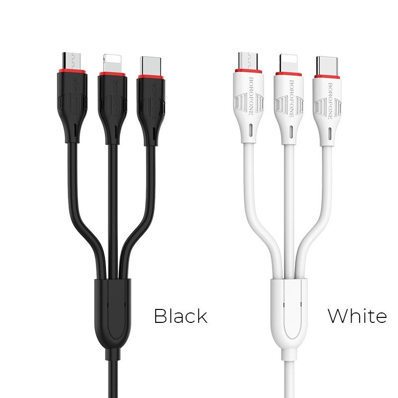 Câble 3-en-1 Lightning / Micro-USB / USB-C BX17 Enjoy